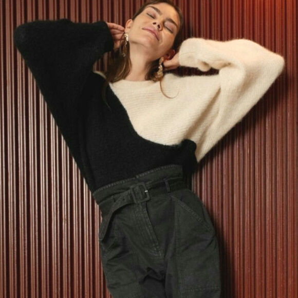 And Other Stories Yin Yang Colorblock Alpaca Wool Crew Neck Sweater Size XS - Picture 11 of 16